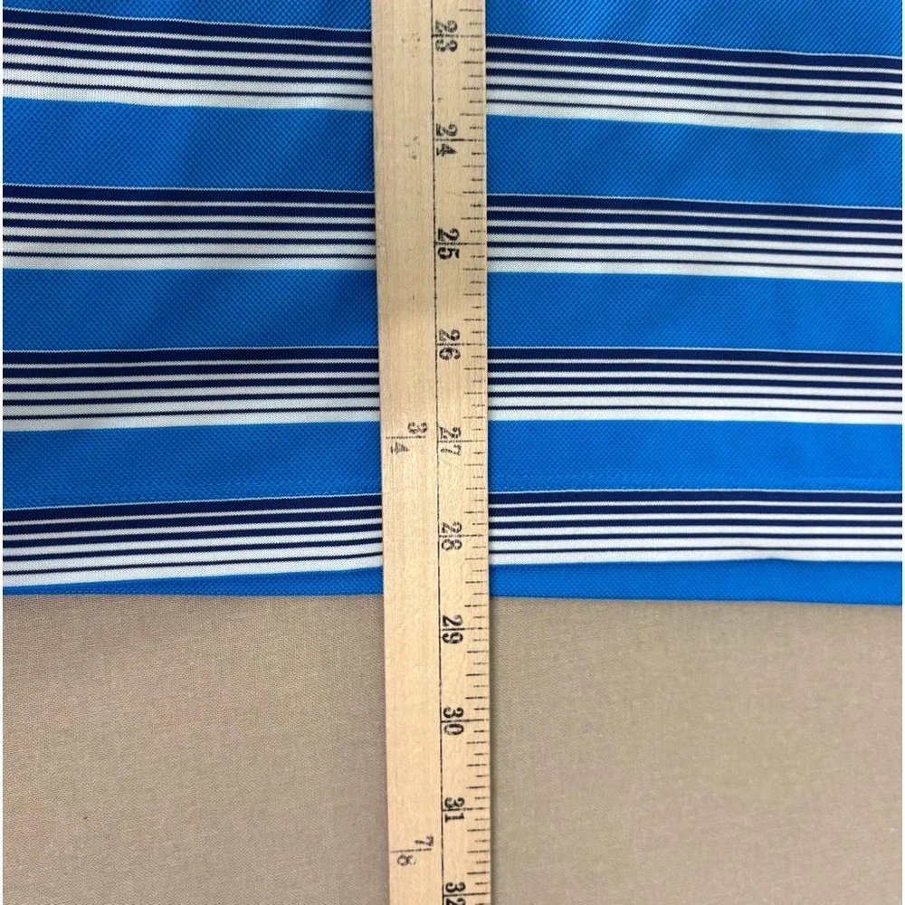 Nike Golf Polo Shirt Mens L Blue Dri-Fit Tour‎ Performance Striped Short Sleeve